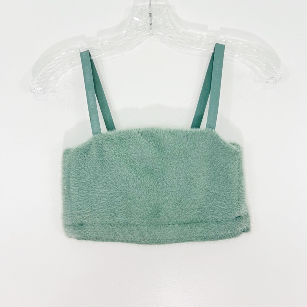 Gymshark Whitney Simmons Eyelash Knit Bandeau Top in Leaf Green Size Small